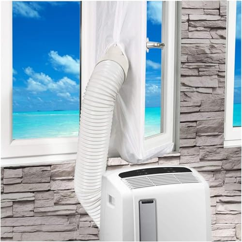Tissu D’Étanchéité de Climatisation Portable, Tuyau de Climatiseur Mobile, Fenêtre Ouverte Tissu Polyester Isolant Étanche À La Pluie, Déflecteur Universel de Cadre de Fenêtre (Gris Argenté)