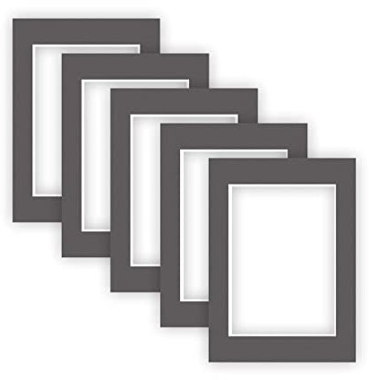 nielsen Conservation Passepartout Karton 1,5 mm | 5er Set | Außenformat 13x18 cm für Bildformat 9x13 cm | Graphitgrau (dunkelgrau) | strukturierte Oberfläche