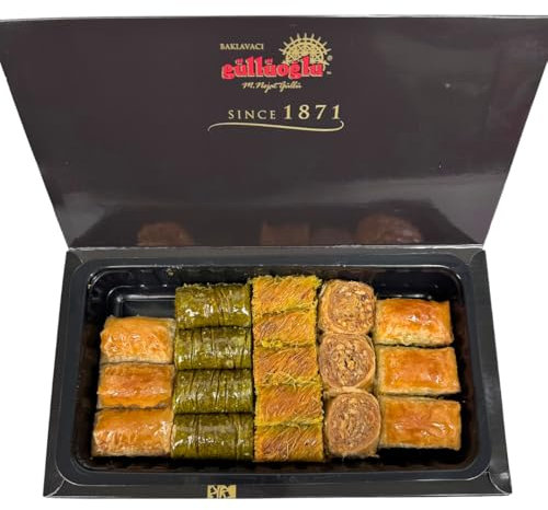 Gulluoglu Türkische Baklava, sortiert, 18 Stück (600 g), 5 Sortimente, täglich frischer versand aus Istanbul