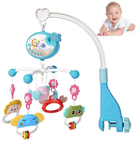 Towwoo Móvil Musical para Bebé, Cuna Musical para Bebé, Móvil para Cuna con Caja de Música, Proyector Colgante Sonajero Temporizador, Regalos para Recién Nacidos de 0 a 12 Meses