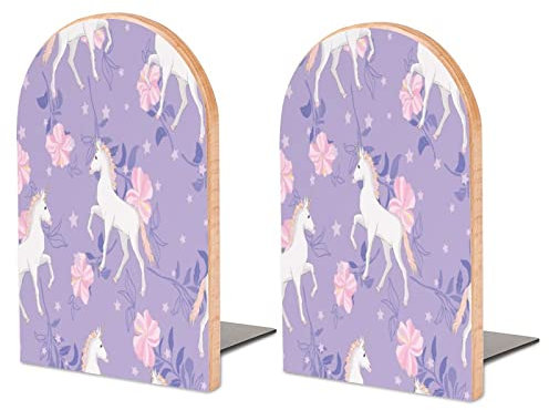 Serre-Livres en Bois Faits à la Main en Forme de Licorne – Serre-Livres décoratifs pour étagères – Supports de Livres Robustes pour Livres Lourds