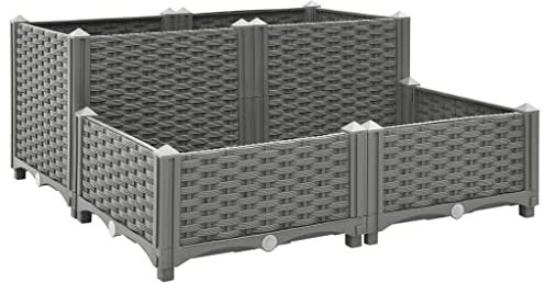 vidaXL Arriate Polipropileno 80x80x38 cm, Jardinera, macetero, bancal Elevado, Maceta, arriate Elevado, Soporte para macetas, Soporte para Plantas