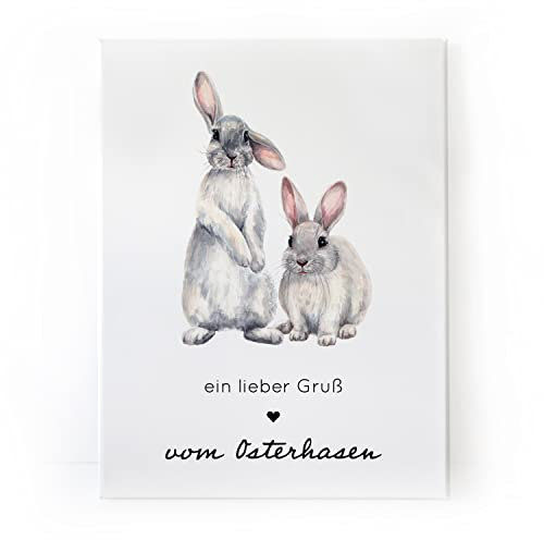 Interluxe Leinwand Keilrahmen - Ein Lieber Gruß vom Osterhasen - Geschenk für Familie und Freunde, Wohlfühlen, Ostern, Frühling