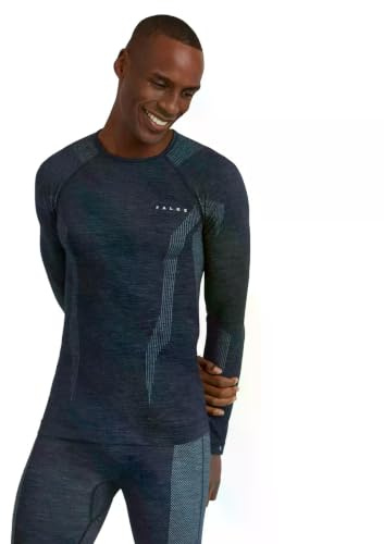FALKE Herren Wool-Tech Round Neck Funktionsshirt Langarm atmungsaktiv klimaregulierend geruchshemmend nachhaltige Wolle Funktionsmaterial kalte bis sehr kalte Temperatur Funktionsunterwäsche 1 Stück