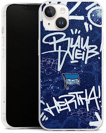 Slim Case extra dünn kompatibel mit Apple iPhone 14 Silikon Handyhülle transparent Hülle Hertha BSC Graffiti Offizielles Lizenzprodukt