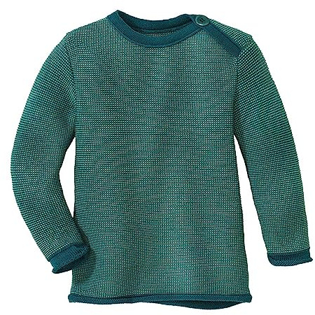Disana Melange-Pullover Baby & Kleinkind - 100% Bio-Merino – atmungsaktiv & warm - Unisex Gr. 50-104 - nachhaltig & fair – dehnbar mit Knopfverschluss - Made in Germany | Pacific-Mint Gr. 98-104