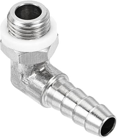 M METERXITY Schlauch Widerhaken Verschraubung - 90° Winkel Nickel-Plattiert 6mm Widerhaken Rohrleitung Anschluss mit Schlauch Anwendung Gas(M10x1 Männlich Gewinde)