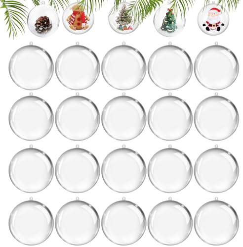 gaoduanluoluo 20 Stück Weihnachtskugeln Kunststoff, Acrylkugeln Durchsichtige Weihnachtskugeln zum Befüllen, DIY Christbaumkugeln Christbaumschmuck Weihnachten Basteln Deko (6cm x 20pcs)