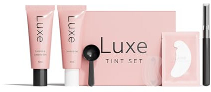Juego de tinte marrón para pestañas y cejas - Color temporal duradero - Dura hasta 4 semanas - Ingredientes suaves - Teñido para el salón o el hogar - Cosméticos de lujo