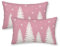 CXMEIFLY Christmas Pillow Covers 12x20 Inch Set of 2 Pink Cream Christmas Tree Snowflakes Decor Throw Pillows Winter Xmas Holiday Outdoor Lumbar Cushion Cases for Couch Bed Decorations