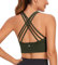 CRZ YOGA Damen Longline Sport-BH Ohne Bügel Gepolstert Bra Top Wirefree Padded Yoga Crop Tops Olivgrun L