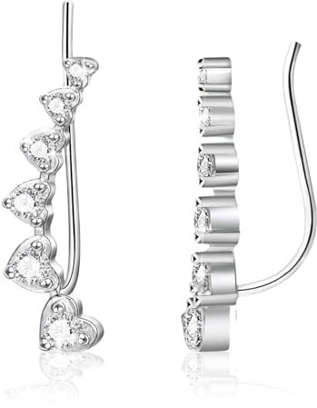 NATOSU Kletterer Ohrkletterer Damen Ohrringe, 6 Herz Kubischer Zirkon Ohrklemme Hypoallergen Piercing Ohrlöcher Ohrschmuck für Frauen Mädchen Geschenke für Geburtstag