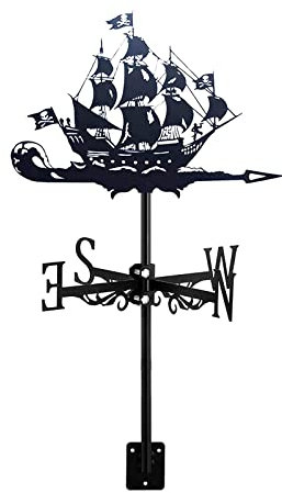 Girouette de toit de style voilier - Décoration de bateau - Indicateur de direction du vent - Support en métal pour jardin, pelouse, bateau pirate