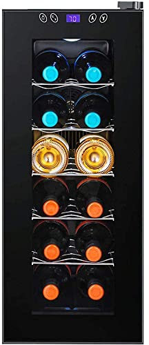 Suuim Enfriador de vinos Refrigerador Termoeléctrico Independiente Bodega Encimera Mini refrigerador para vinos Temperatura y Humedad constantes 16 botellas-12 Botellas