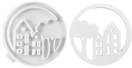 Wezalget Hausförmige Silikonform | Runde Ring Haus Baum Harz Anhänger Form hausförmige Gussform Kerzenständer-Ornamentform Aromatherapie-Gipsform, für Heimdekoration