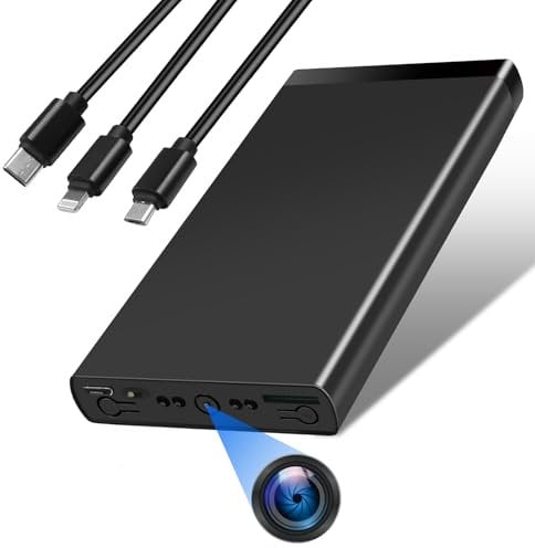 Tebetu Kleine Kamera ohne WLAN, Tragbare Powerbank überwachungskamera HD 1080p, Mini Kamera mit Akku Outdoor 10000mAh mit Nachtsicht für innen und außen,Zuhause, im Büro, im Freien, etc.