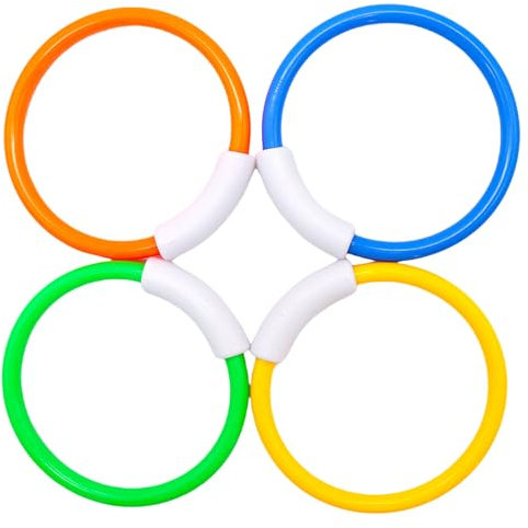 COSORO 4Pcs Diving Ring Toys Swimming Pool Sinking Toy Swimming Sinkers for Kids 7-12,Dive Ring Underwater Diving Toy,Bath Water Underwater Training Toys Gifts for Girls Boys Pool Games