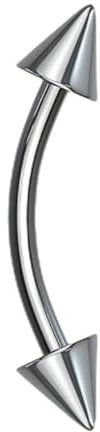 Piersando Banane Piercing Stab Augenbrauenpiercing aus Titan Außengewinde Implantatqualität mit Spitzen 1,2mm x 8mm x 3mm - Silber