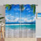 ANHOPE Tropisch Ozean Strand Palmen Blickdichte Gardinen mit Ösen Thermo Vorhänge Weich Vorhang Blackout Curtain Wohnzimmer Schlafzimmer Verdunklungsvorhänge 2er Set H 245 x B 140 cm