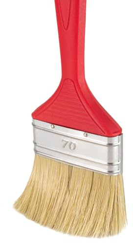 Flachpinsel | Malerpinsel | mit rot Kunststoff-Griff | Breiten: 20 30 40 50 60 70 80 100 mm (5 Stück, 70 mm)