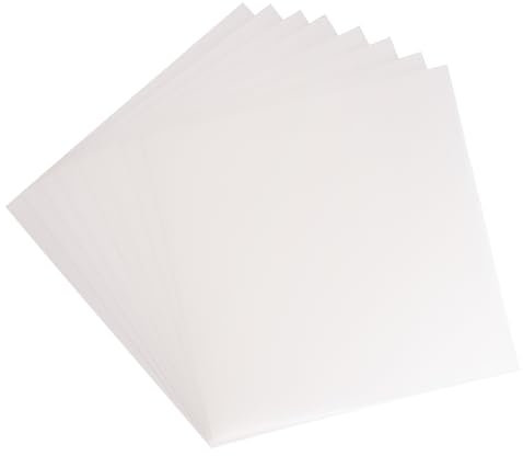 Florence Feuilles de Plastique Mat - 30,5 x 30,5 cm - 0,5 mm - 8 feuilles - Rigide - Polypropylène - Blanc - pour Pochettes, Planificateurs, Pochoirs, Onglets et Scrapbooking