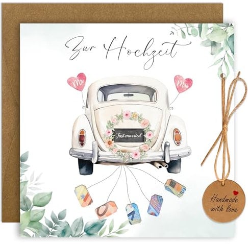 BOYATONG Hochzeitskarte Geldgeschenk mit Umschlägen, Hochzeitsgeschenke für Brautpaar, Originelle Geldgeschenk Hochzeit Verpackung, Glückwunschkarte Hochzeit Geldgeschenk - Hochzeitsauto