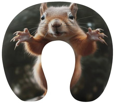 WYUSPGK Reisekissen, Eichhörnchen Lustiges Tier1 Druck Nackenkissen U-förmiges Kissen Reise Nackenkissen Memory Foam Kissen Flugzeug Kissen Tragbares Kissen