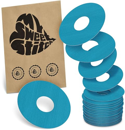 MySweetStitch 25 Ringpatches für Katheter klein rund Petrol | Stabilisiert ablösende Ränder, Mitte bleibt frei, wasserfest und flexibel, bis zu 15 Tage Halt