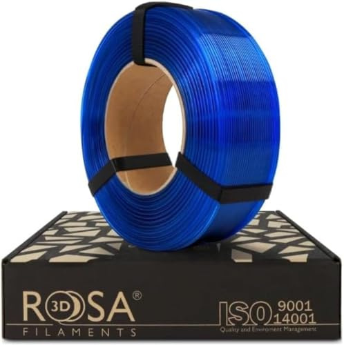 ROSA3D PETG HS Filament 1.75 mm für 3D Drucker, PETG Transparent Blau Refill 1 kg