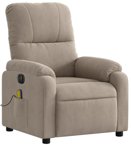 KOIECETA Massagesessel Sessel Elektrisch Relaxsessel mit Liegefunktion Vibrationsfunktion Fernsehsessel Liegesessel Taupe Mikrofasergewebe