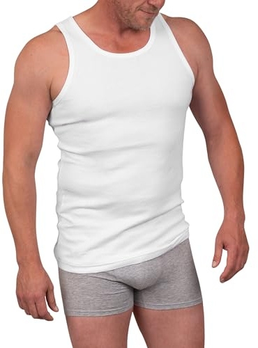 Basic Treasure 5er Pack Unterhemd Herren 100% Baumwolle, Tank Top | 100% Baumwolle, ärmellos, langer Schnitt, kein störendes Etikett und bequem als Unterziehshirt für Alltag und Freizeit