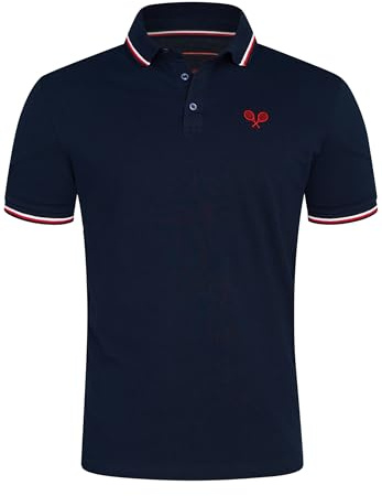 behype. Herren Kurzarm Poloshirt Freizeit Polo T-Shirt Männer Tennis Polo-Hemd Regular-Fit in Piqué-Qualität RR_MP-345-Navy-3XL