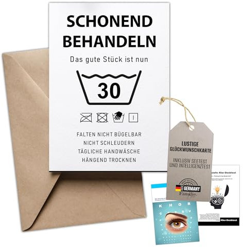 Kackspecht Lustige Geburtstagskarte 30. Geburtstag Karte mit Umschlag inkl. Intelligenztest | Schonend Behandeln | Witzige | Hochwertiger Druck – Originelle Geschenkidee für Männer & Frauen