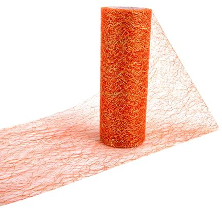 Tischläufer Rolle, Tischläufer Weihnachten Papierrolle, Tischband Gold und Silber, Tischläufer Hochzeit, Vlies Tischläufer für Party Weihnachten Hochzeit DEK (15 x 900 cm, Orange)