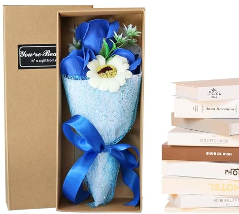 Künstlicher Blumenstrauß | Romantik Nelke Rose Blumenstrauß Elegante Geschenkbox Bouquet Präsent Bouquet Box Seife Blumenduft Hochzeit Muttertag Jahrestag