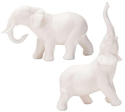 POPETPOP 2stücke Porzellan Elefant Deko Figur Kreative Tischdeko Für Wohnzimmer Büro Und Garten Realistische Elefantenmodelle Weiße Keramikskulpturen Für Elegantes
