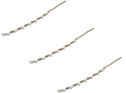 Gry & Sif Handgemacht & Fairtrade-Zertifiziert Stilvolles dänisches Design X Nepali Kunsthandwerker| Langer Weidenzweig aus Filz - Künstliche Blumen für Wohnzimmer Dekoration | Weiß | Set of 3