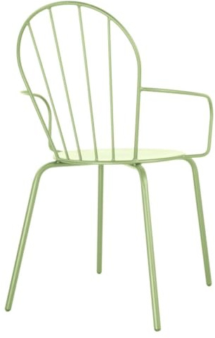 Bolero Adeline Armchair Steel Pack of 4, Light Green | Offers commercial-grade durability for busy dining venues; stackable design saves storage space in hospitality environments.