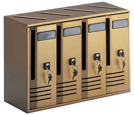 La zappa Cassetta per posta Cubo in alluminio, modello da esterno verniciata bronzo (4 posti - 42 x 17.5 x h 30 cm)