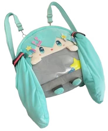 Zhongkaihua Miku Plüschkissen, Anime-Rucksack, niedlich, geräumig, 31 x 31 cm, Cosplay-Tasche für Abzeichen, Sammler, den täglichen Gebrauch, Geburtstagsgeschenk, Dekoration