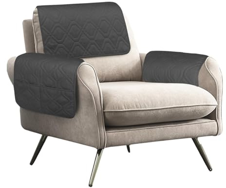 Guerity 3pcs Sofa Armrest Cover with Pocket, Headrest Cover for Recliner Sofa, Waterproof Recliner Chair Cover (3pcs, Black, Shape-A)