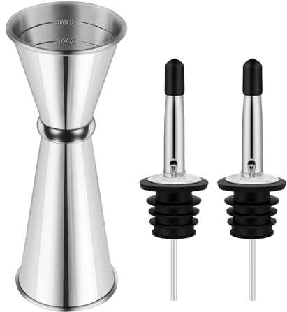 1 x Messbecher für Barkeeper mit 2 Ausgießern, 57 ml, 28,3 g, Edelstahl-Cocktail-Messbecher, japanischer Bar-Jigger, Barkeeper-Werkzeug-Zubehör