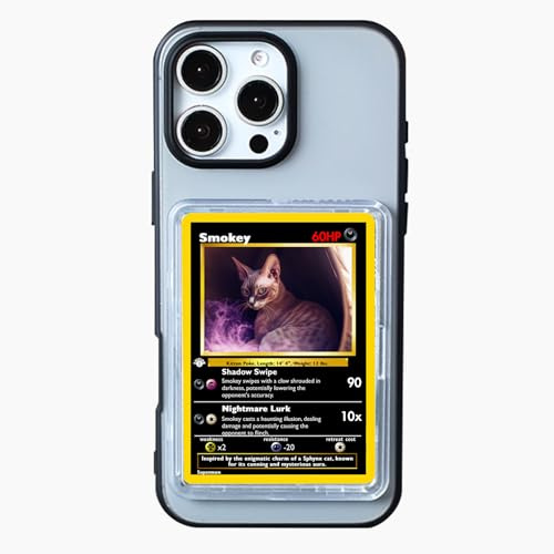 Karten-/Foto-Display Handyhülle für iPhone, TCG/Bild-Display, Top-Loader & Sleeves | Kompatible Pokemon Karten, Sport, One Piece, Magic (Schwarz, iPhone 15 Pro)