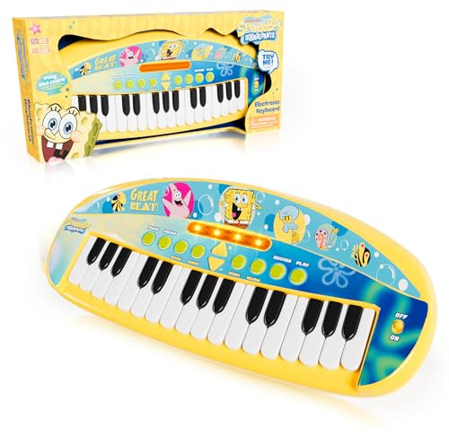 Lollipop - Spongebob Squarepants Electronic Keyboard for Kids – Mini Piano with Flashing Lights and Music Styles – Play and Learn Musical Toy for Children Ages 3+