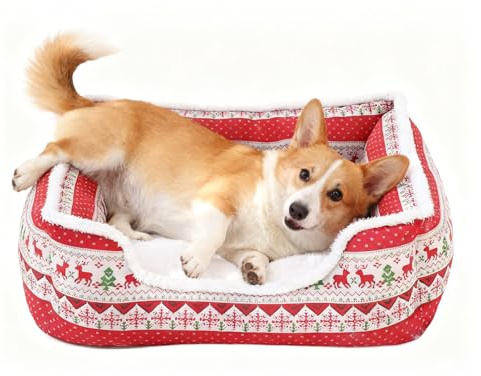 Glugahrif Katzenbett | Schlitten aus Plüsch waschbar für Tiere – Weihnachtsbett in Schlittenform für Hunde | für den Innenbereich, Winter, Reisen, Auto, Camping, Büro, Nachttisch, , Stuhl