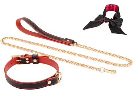 Bundningshalsband Erotiskt set för vuxna med dragkedja svartrött justerbart halsband och ögonbindel