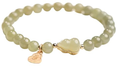Bracelet en Jade pour femmes, 6mm, gourde verte naturelle, boucle