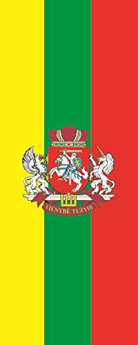 U24 Fahne Flagge Litauen mit Wappen im Hochformat Premiumqualität 80 x 200 cm