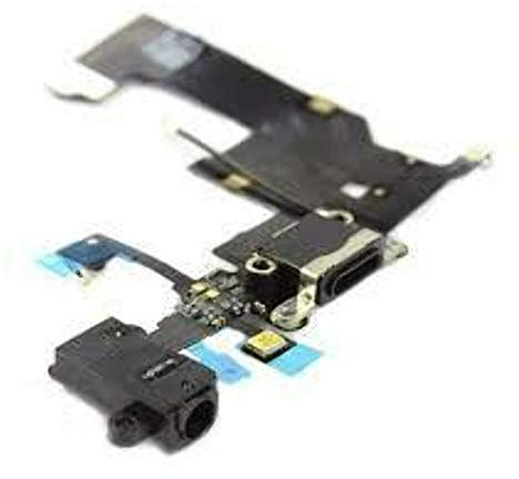 Smartex Connettore di Ricarica Compatibile con iPhone 5S Nero - Dock Charging Flex di Ricambio con Parti elettriche per Microfono, Antenna, audiojack, Tasto Home