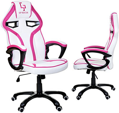 GIOSEDIO GP Racer Gaming Chefsessel Bürostuhl Modisch Racing Stuhl Computerstuhl (Weiß/Rosa)